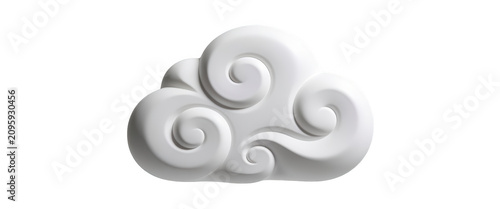 White 3d Cloud Swirl Design Element Transparent Background