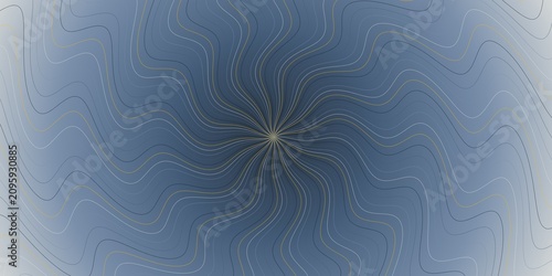 Fotografie Abstract background featuring wavy lines emanating from central point in blue gradients