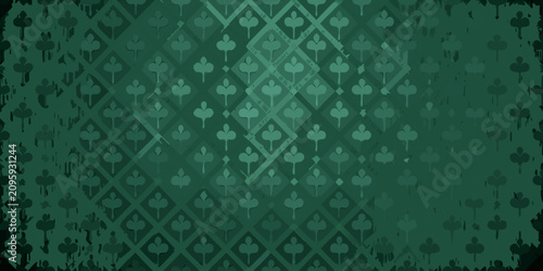 Fotografie Clover pattern background dark green and repeating diamond arrangement