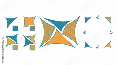 Urban Heat Adaptation Sunshade Sails Vector Elements