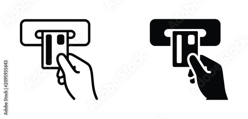 ATM cash withdrawal banking vector icon collection featuring money transaction, bank machine, card payment, cash dispenser and financial service symbols, modern flat vector illustration isolated