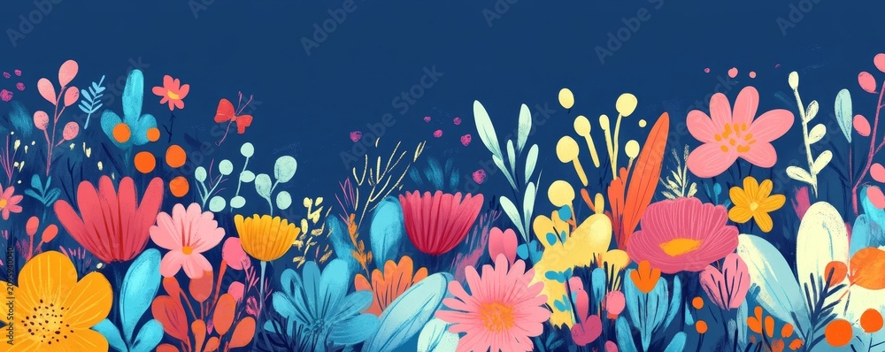 Fototapeta premium happy birthday card with colorful doodles, Generative AI