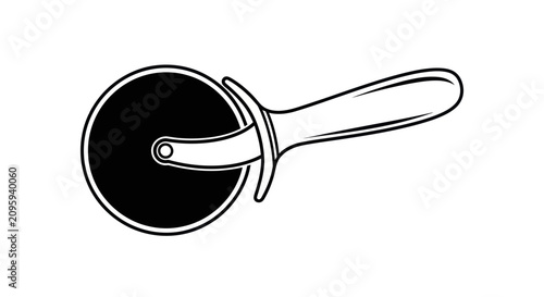 Cuadro en lienzo Pizza Cutter Outline Vector Illustration