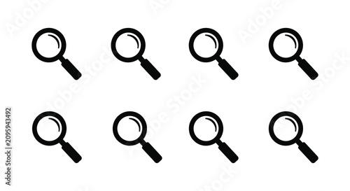 Magnifying Glass Icons Black Silhouette Set On White Background magnifyingglasses