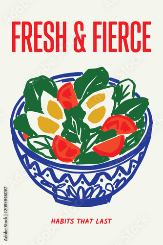 Фотография Healthy salad bowl illustration for wellness and nutrition lifestyle