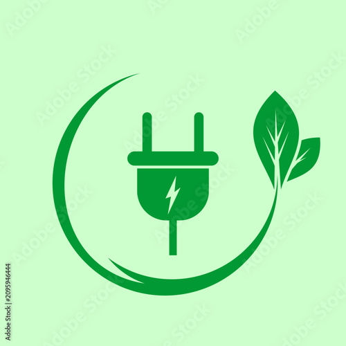 Eco Electric Plug Leaf Line Icon