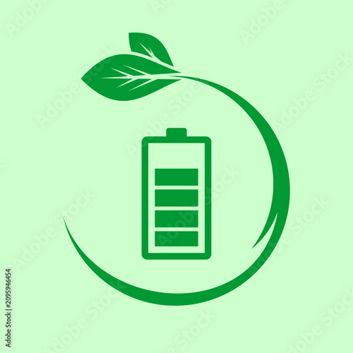 Eco Battery Renewable Energy Line Icon