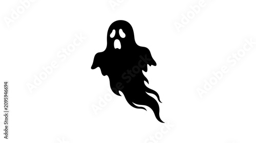 Foto Helloween Spooky ghost silhouette vector, black haunted spirit icon for Hallowee