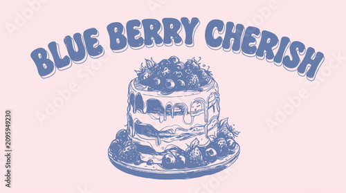 фотографія Blue berry cherish cake design