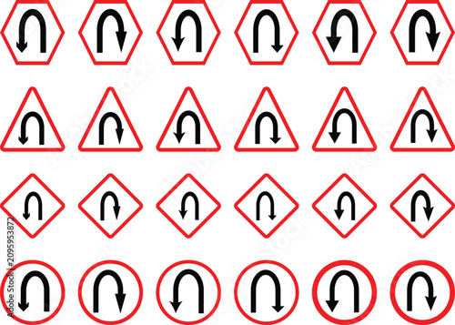  U Turn Direction Icon with Clean Editable Vector Design