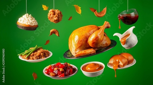 Thanksgiving Roast Turkey Dinner Meal Feast Roasted Holiday Food Festive Whole Turkey