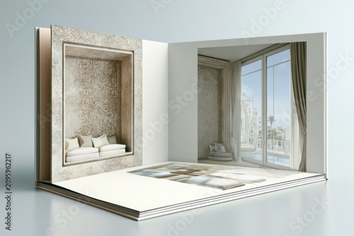 Antique window alcove brochure mockup