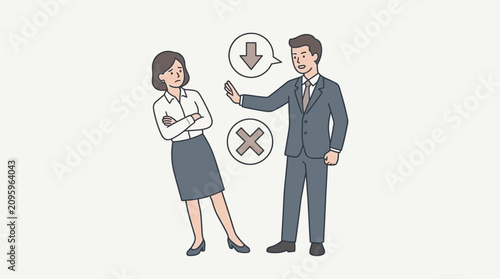 Fotografía Professional man explaining a negative outcome to a concerned woman