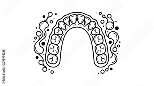 Cuadro en lienzo Dental Hygiene Concept: Clean Teeth and Bubbles Illustration
