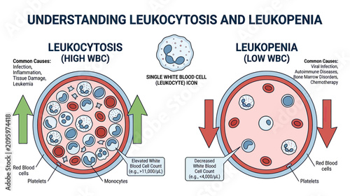 Foto Understanding Leukocytosis and Leukopenia: High vs Low WBC Count