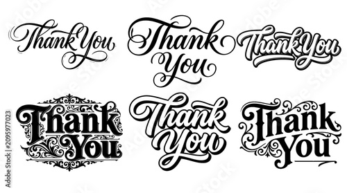 Thank You Typography Bundle Hand Lettering Calligraphy Text Vector Set