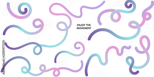 Bild auf Leinwand Abstract pastel swirls and curves vector pattern with text enjoy the movement on