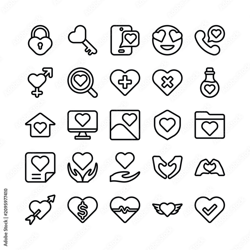 Fototapeta premium love valentine day icon set