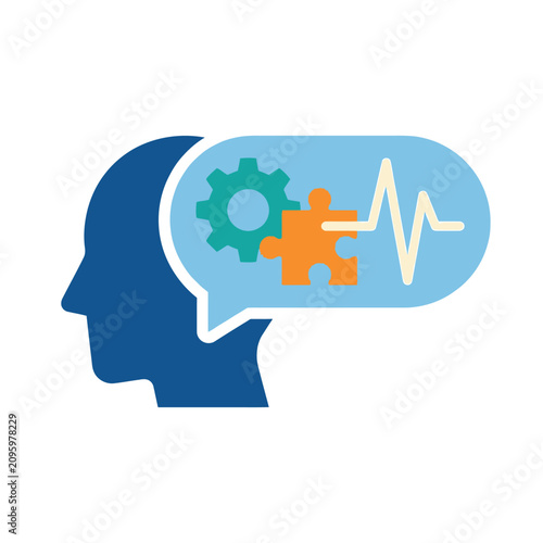 Cuadro en lienzo Vector icon representing mental health, psychology and cognitive brain function