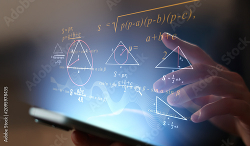 Cuadro en lienzo Triangle Geometry Formulas for Mathematical Education and Geometric Problem Solv
