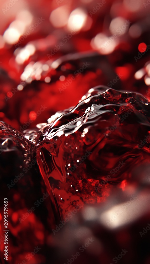 Obraz premium Captivating close-up of red wine showcasing its rich texture, vibrant color, and luxurious quality.