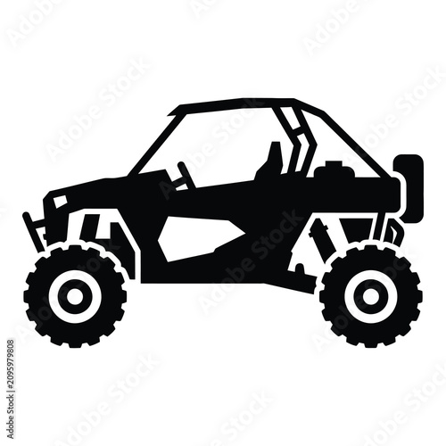 Tableau sur toile Black silhouette of a dune buggy with large tires and a roll cage icon