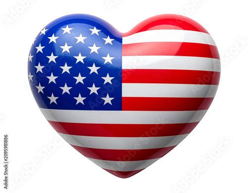 American Flag Heart Shape Patriotic Love Symbol