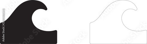 Foto High ocean wave vector icon filled and outline, marine tide for surfing and storm symbol