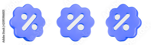 percent icon 3d render circle button