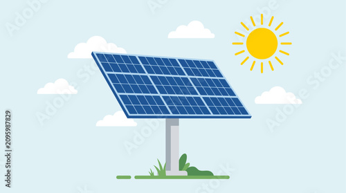 Photos Solar Panel Flat Vector Illustration of Renewable Energy