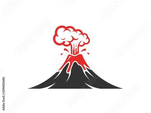 Tablou pe pânză Volcanic Eruption Illustration, Nature Scene, Graphic Design, Colorful Environme