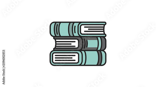 Bild auf Leinwand Stacked books icon in flat design style.