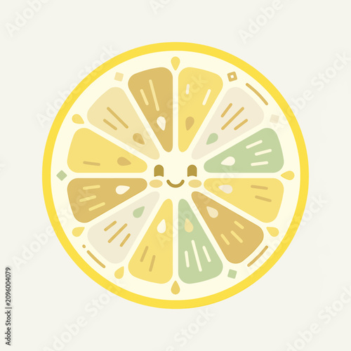 Принти на полотні Cute smiling citrus fruit slice illustration.