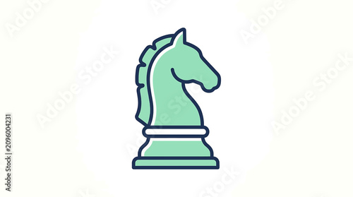 Canvas Print Green chess knight piece isolated on white background.
