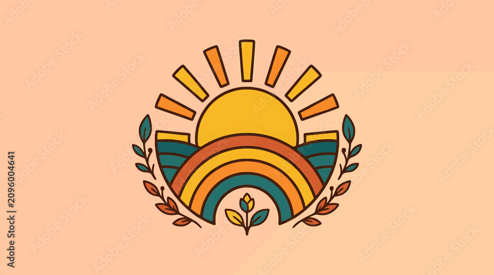 Obraz premium Vibrant Sun Rainbow Nature Symbol.