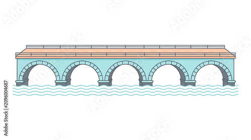 Tableau sur toile Ancient stone bridge over water.