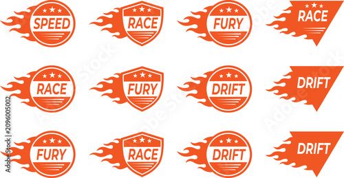Картината върху платно Orange Racing Flame Logo Collection