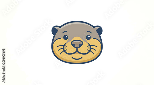 Photos Cartoon Otter Face Close Up Portrait.