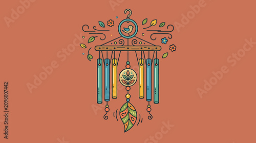 Canvastavla Colorful Wind Chime Decoration Object 6.
