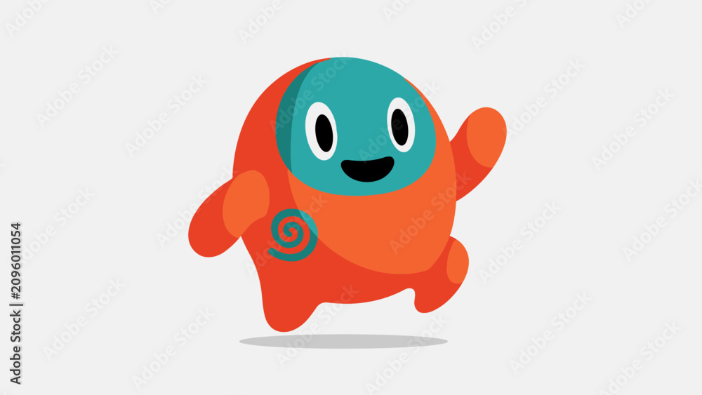 Fototapeta premium Playful Mascot Running in a Whimsical Environment, Illustration of Fun Character Design