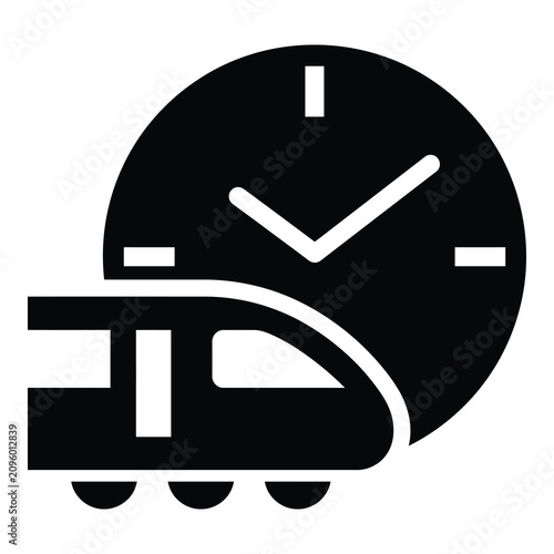Konstfotografi Train traveling in front of a large clock face quickly  transportation and time
