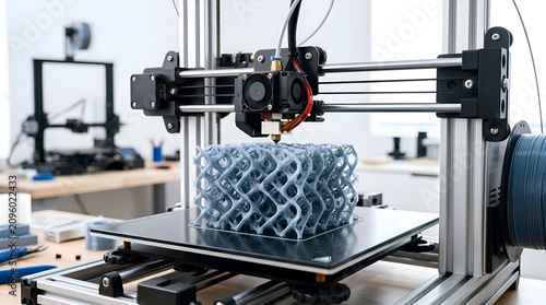 3D Printer Creating Complex Lattice Structure in Bright Workshop