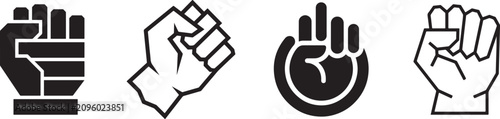 Closed fist flat glyph icon representing protest, activism, equality, civil rights and social justice