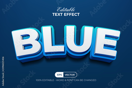 3D Editable Text Effect Blue Curved Style.