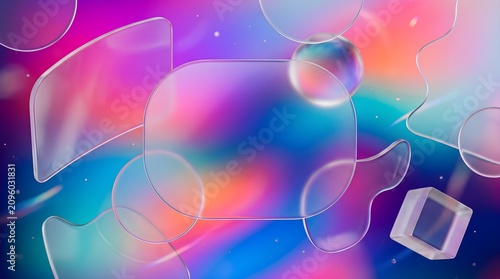 Vibrant glassmorphism digital background with neon light effects. Abstract futuristic design for UI, web, and app interfaces.