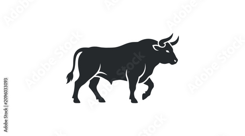 Cuadro en lienzo Artistic bull silhouette vector for corporate identity.