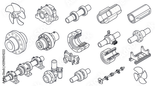 Quadro su tela Detailed collection of various mechanical components and industrial parts