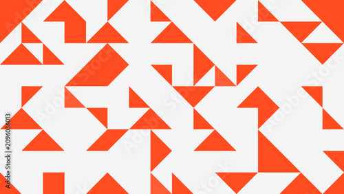 Canvas Print Abstract geometric pattern with orange and white triangles