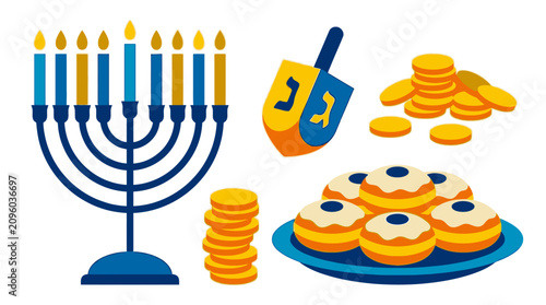 Photos A festive collection of traditional Hanukkah symbols and holiday treats