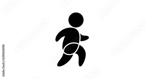 Minimalist black silhouette of a person running or walking.